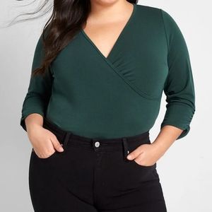 NWT ModCloth Forest Green Wrap Bodysuit
